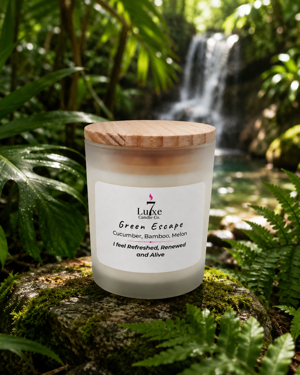 Green Escape | Cucumber, Melon, Bamboo Coconut | 8 oz Luxury Soy Coconut Candle