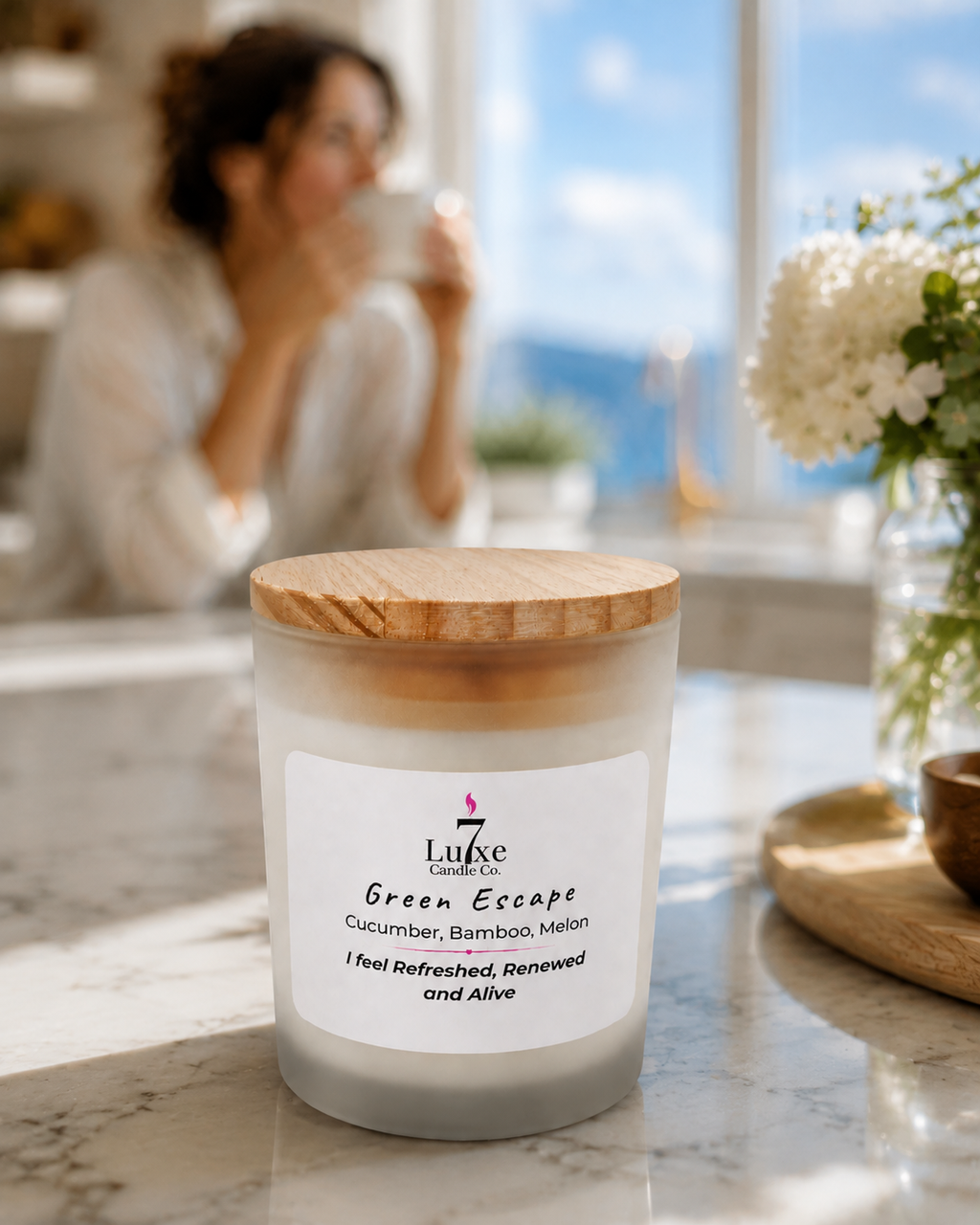 Green Escape | Cucumber, Melon, Bamboo Coconut | 8 oz Luxury Soy Coconut Candle