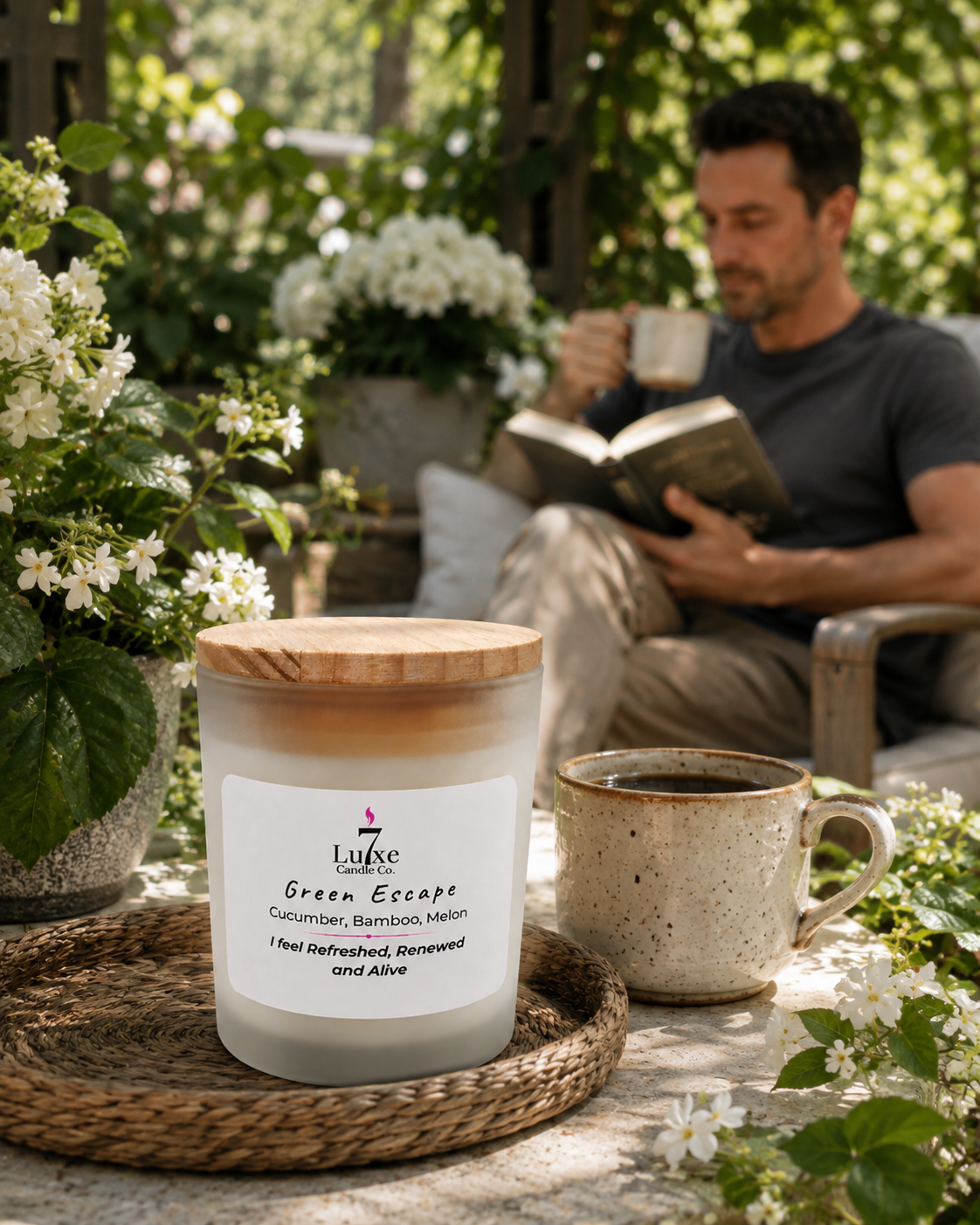 Green Escape | Cucumber, Melon, Bamboo Coconut | 8 oz Luxury Soy Coconut Candle