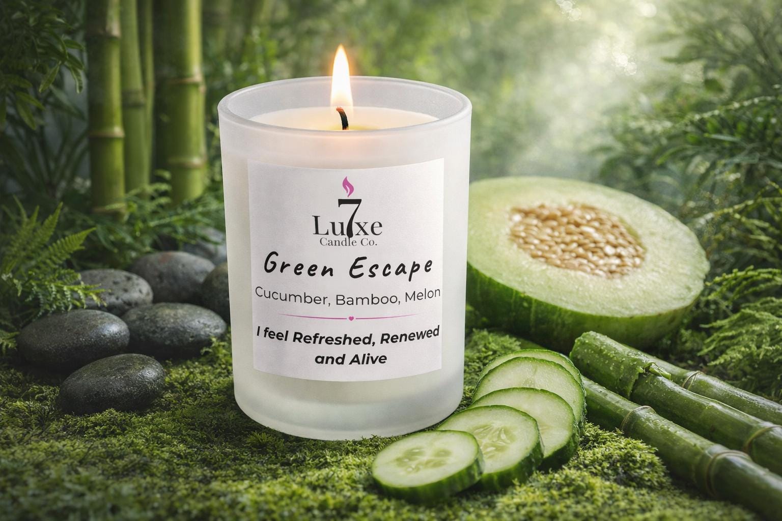 Green Escape | Lemon Jasmine Bamboo | 8 oz Luxury Soy Coconut Candle
