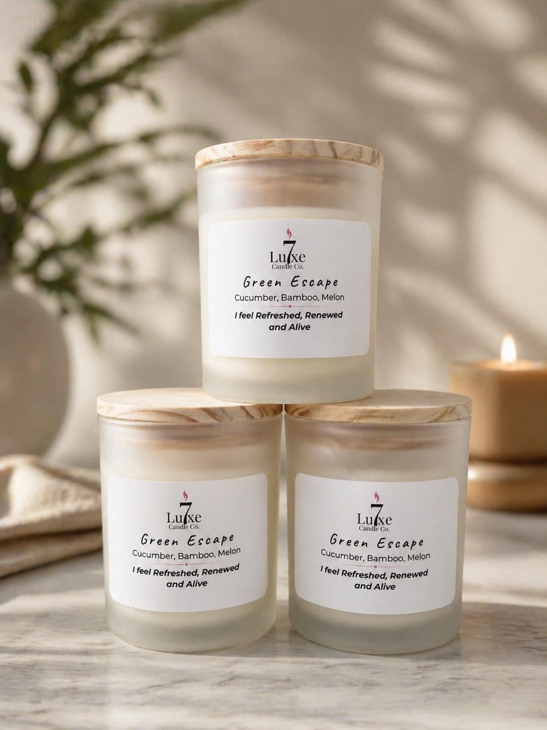 Green Escape | Lemon Jasmine Bamboo | 8 oz Luxury Soy Coconut Candle