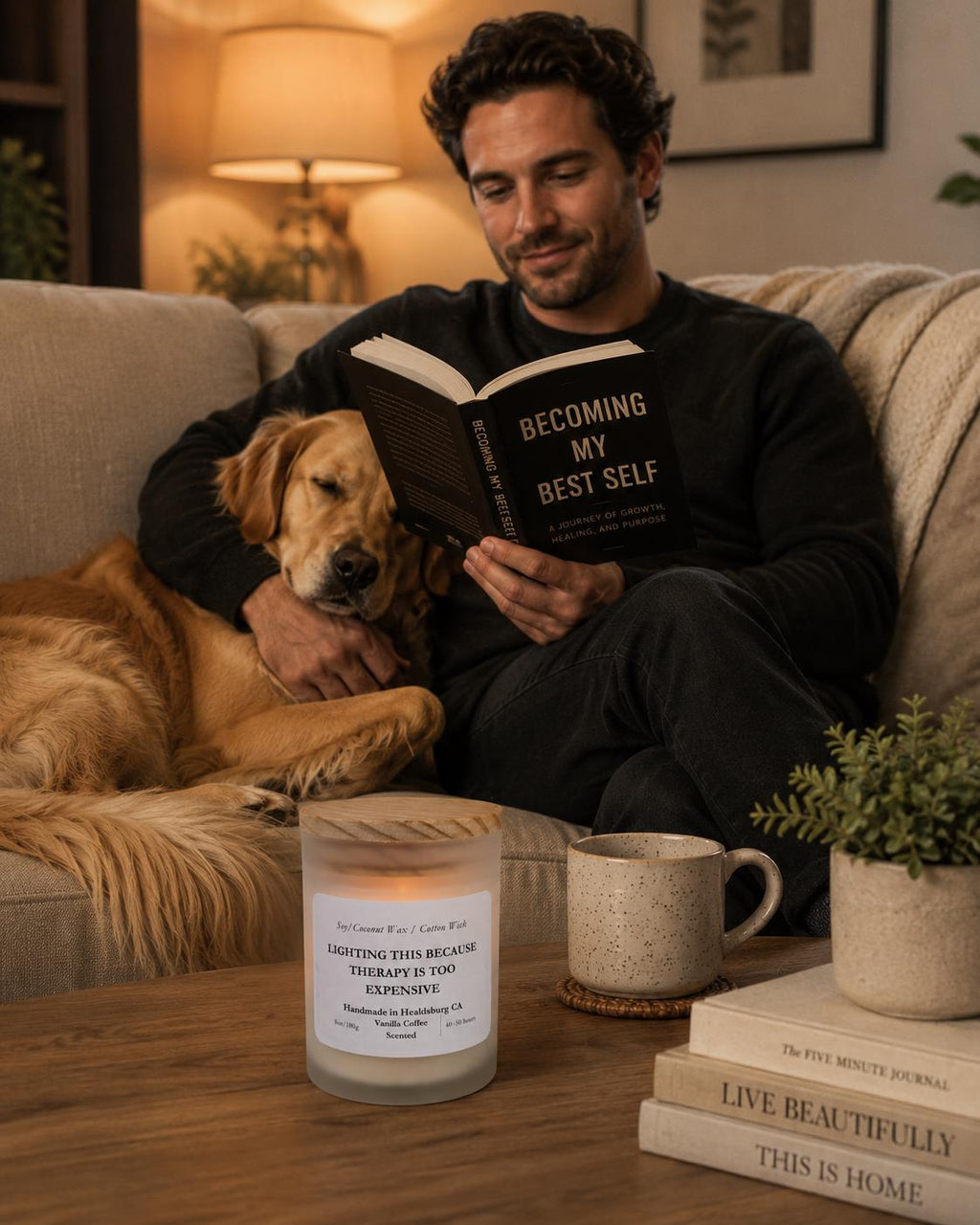 Lighting This Because Therapy Is Too Expensive | Vanilla Coffee | 8 oz Luxury Soy Coconut Candle