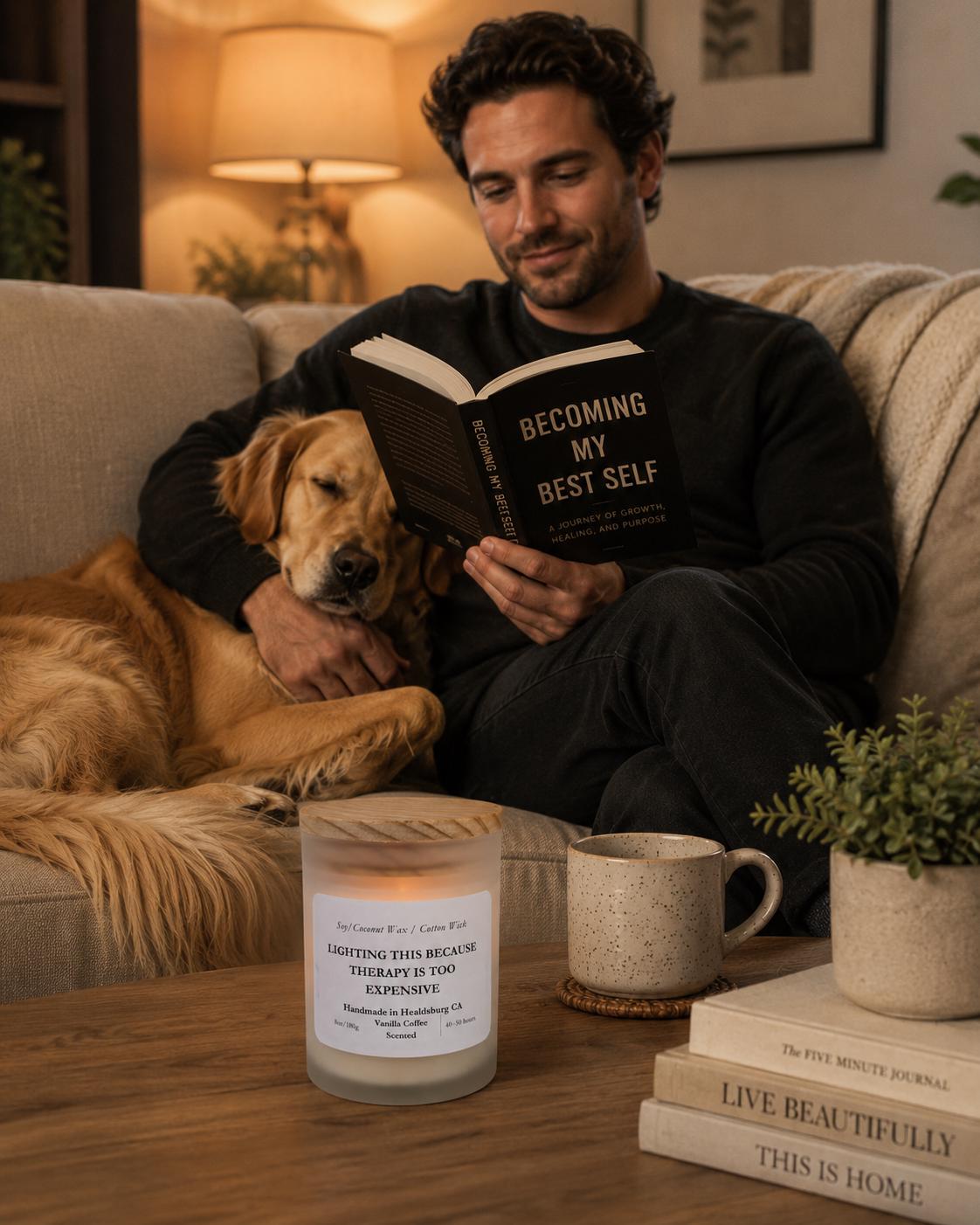 Lighting This Because Therapy Is Too Expensive | Vanilla Coffee | 8 oz Luxury Soy Coconut Candle