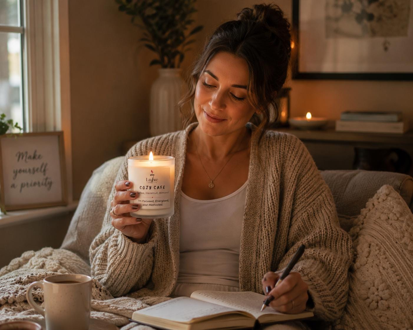 Cozy Café | Fresh Coffee, Hazelnut & Almond | 8 oz Luxury Soy Coconut Candle