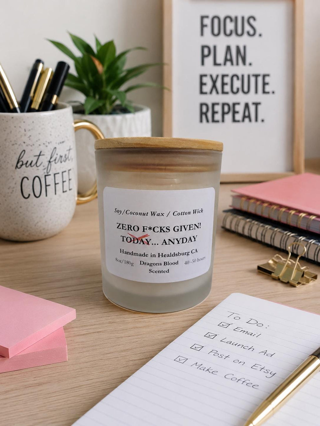 Zero F*cks Given Today | Dragon's Blood | 8 oz Luxury Soy Coconut Candle