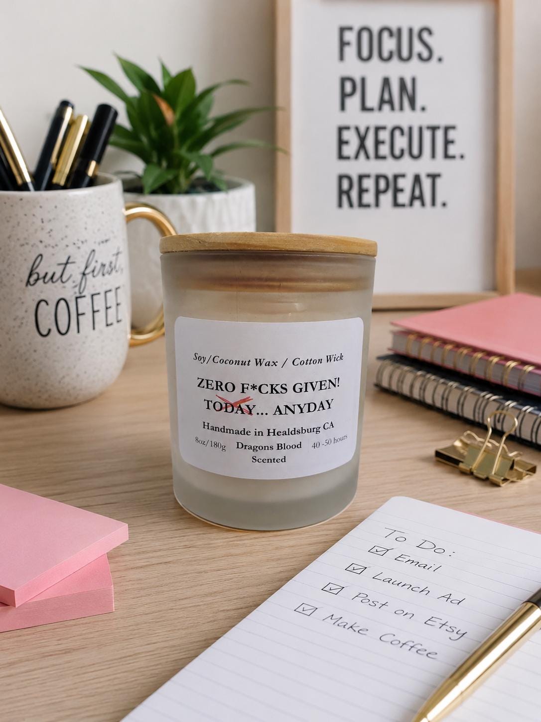 Zero F*cks Given Today | Dragon's Blood | 8 oz Luxury Soy Coconut Candle