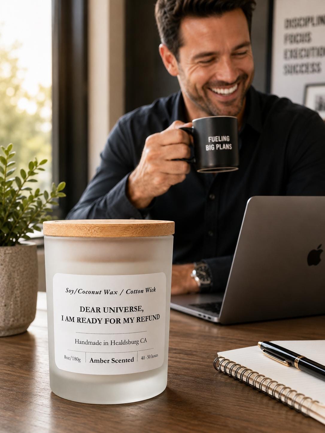 Dear Universe, I'm Ready for My Refund | Amber | 8 oz Luxury Soy Coconut Candle