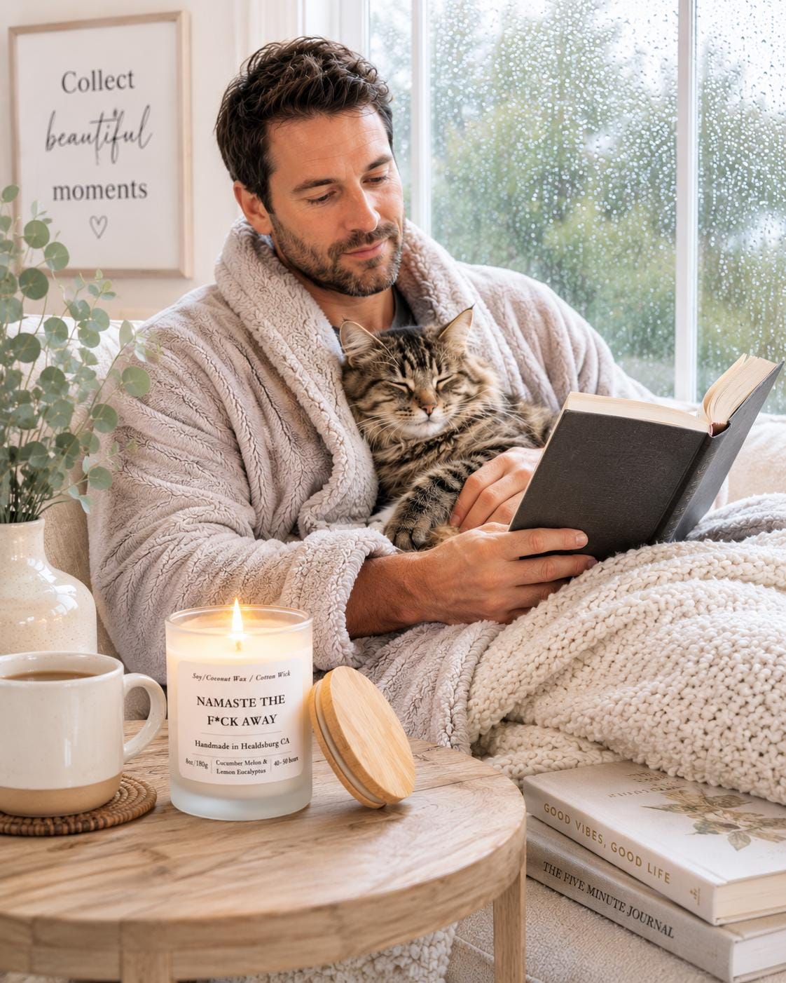 Namaste the F*ck Away | Cucumber Melon & Lemon Eucalyptus | 8 oz Luxury Soy Coconut Candle