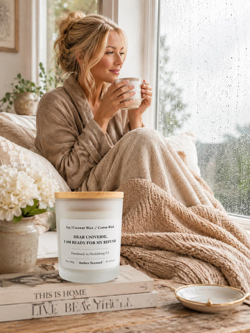 Dear Universe, I'm Ready for My Refund | Amber | 8 oz Luxury Soy Coconut Candle