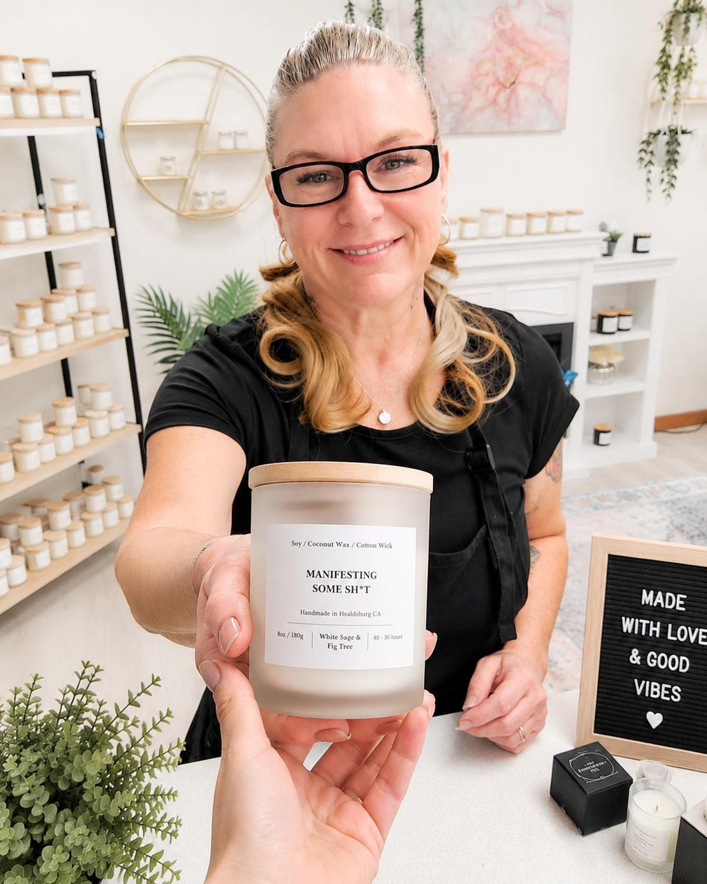 Manifesting Some Shit | White Sage & Fig Tree | 8 oz Luxury Soy Coconut Candle