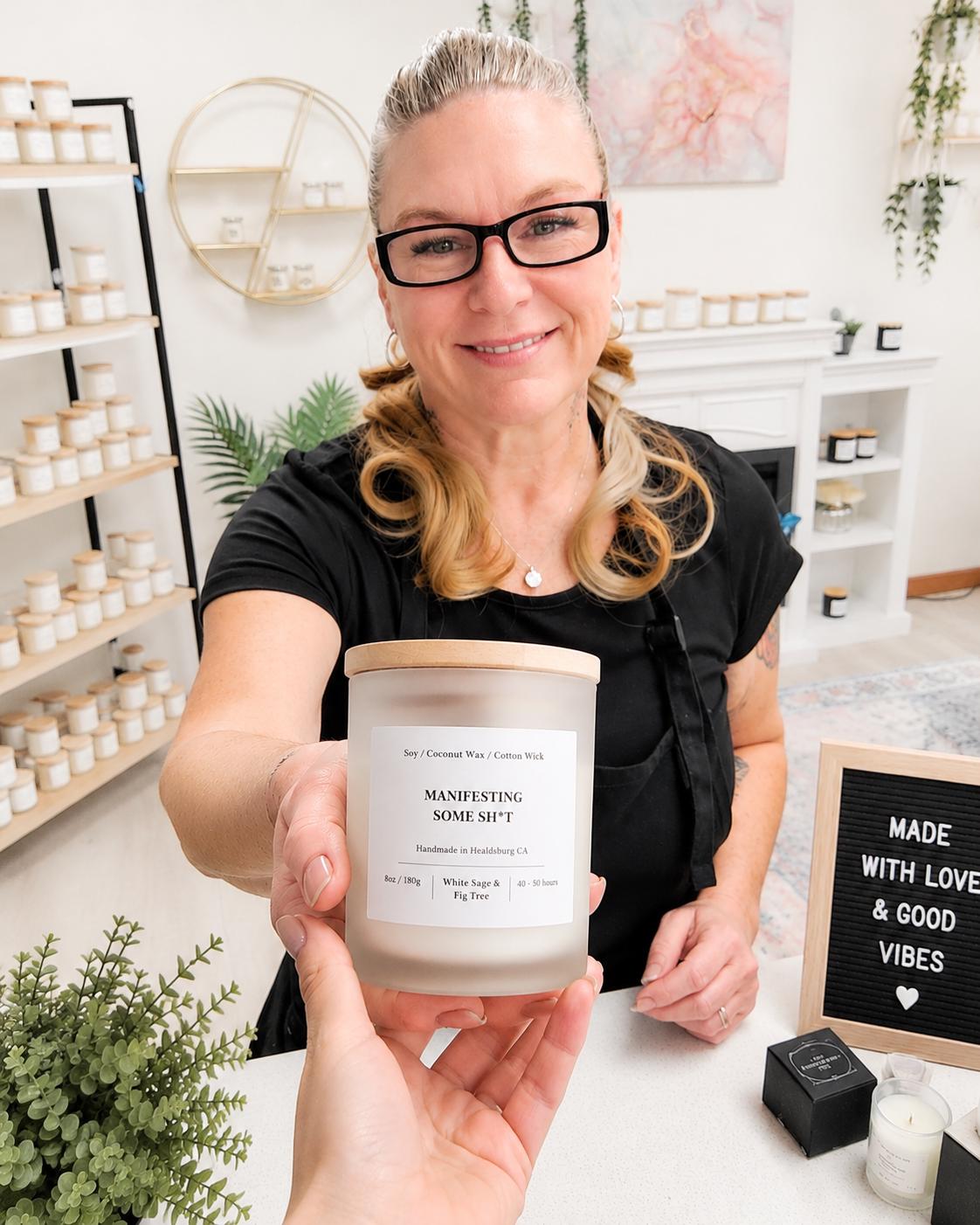 Manifesting Some Shit | White Sage & Fig Tree | 8 oz Luxury Soy Coconut Candle